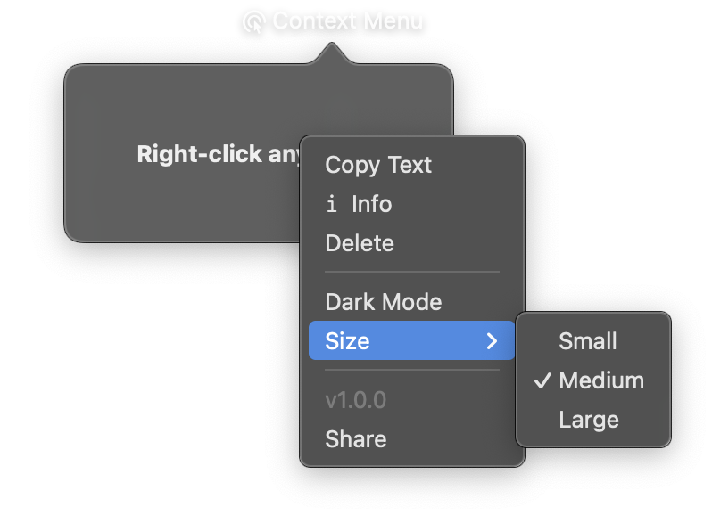 View context menu