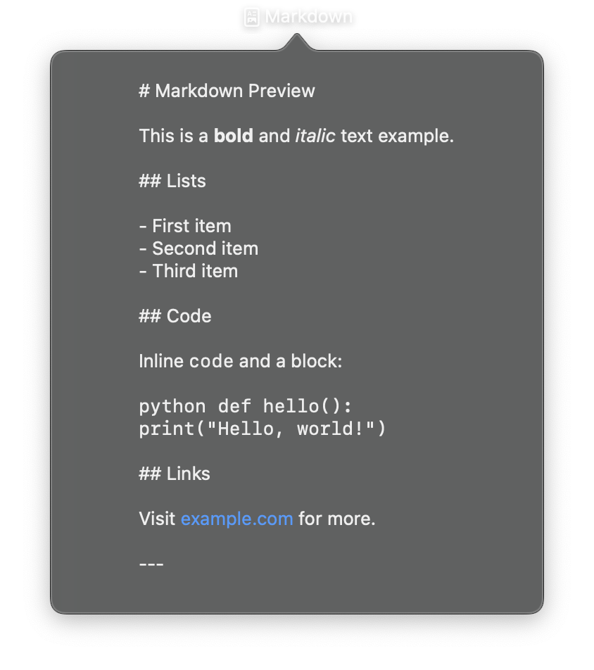 Markdown control