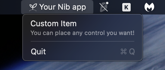 Context menu with custom items and keyboard shortcuts